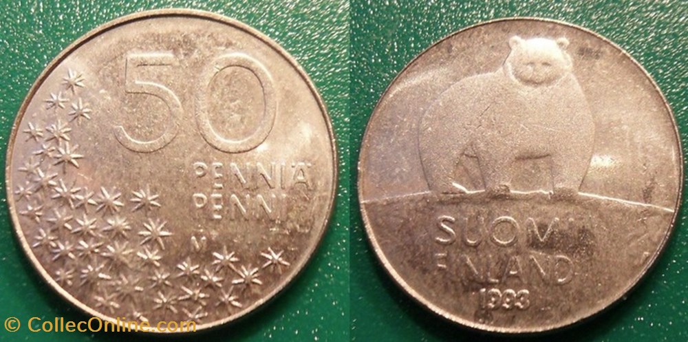 monnaie monde finlande 50 pennia 1993