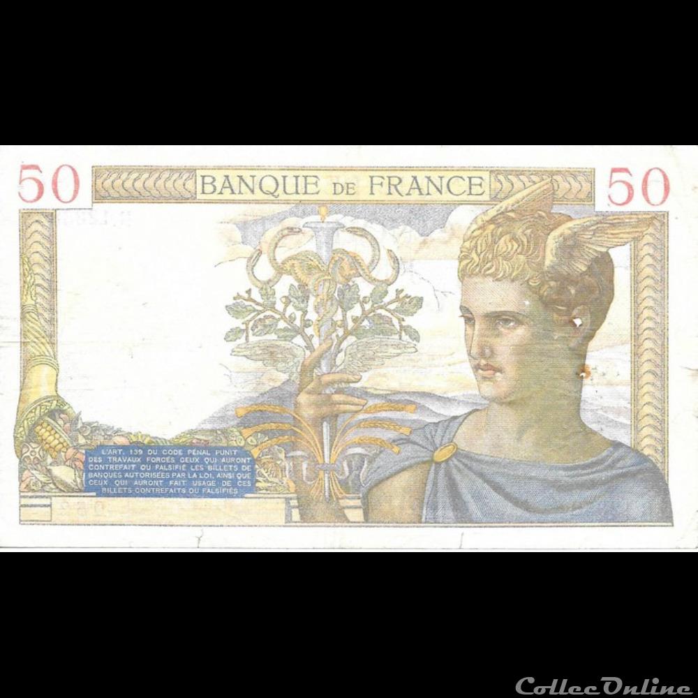 50 Francs Cérés billet france banque de xxe 50 francs ceres