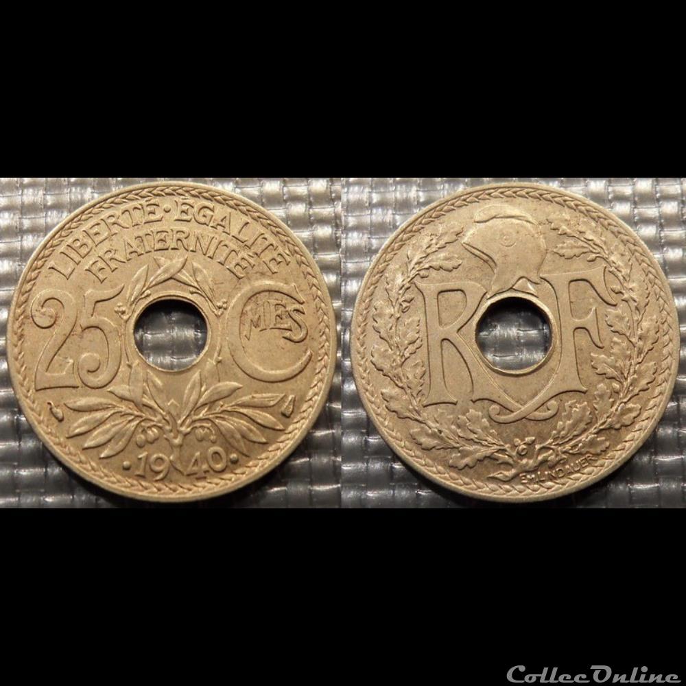 Fe 25 centimes EM Lindauer .1940. 24mm 4g monnaie france moderne fe 25 centimes em lindauer 1940 24mm 4g