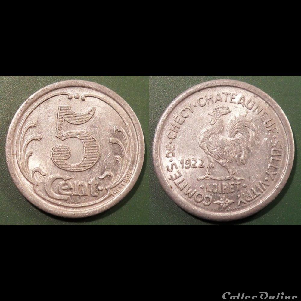 p- MN Checy-Chateauneuf-Sully-Vitry 5 C. 1922 Al Elie:10.1 monnaies paranumismatique jetons poids p mn checy chateauneuf sully vitry 5 c 1922 al elie 10 1