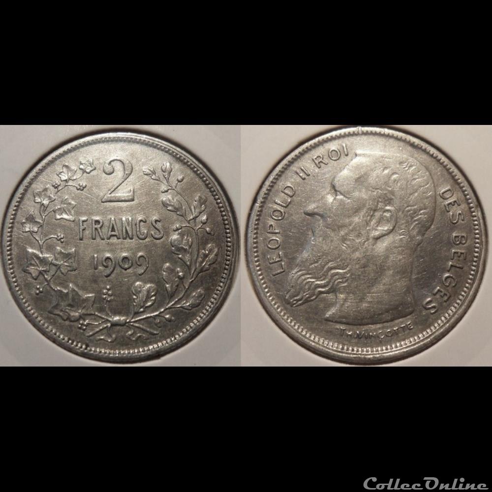 monnaie antique romaine belgique 2 francs 1909 des belges
