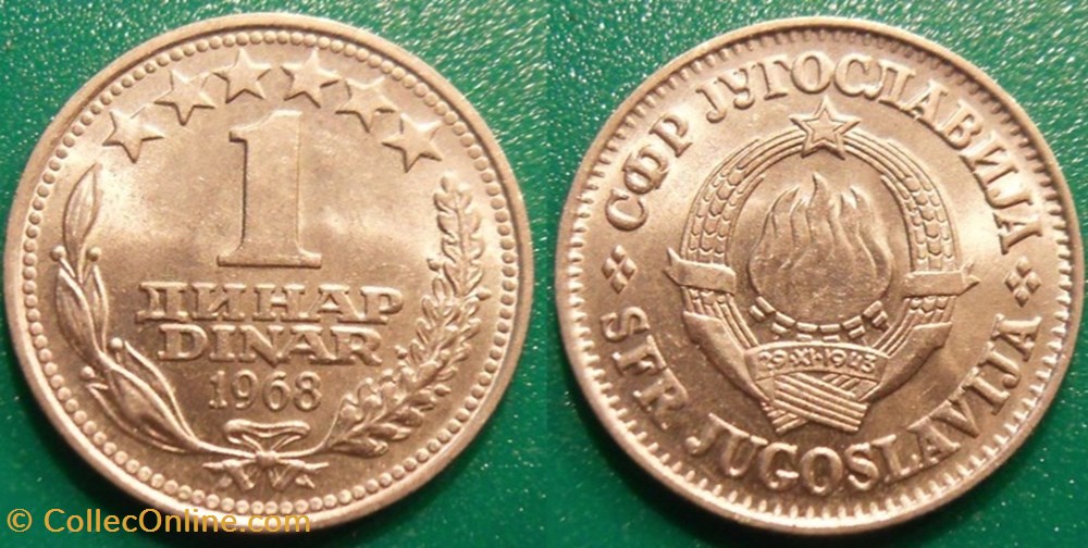 1 Dinar 1968 monnaie monde yougoslavie 1 dinar 1968