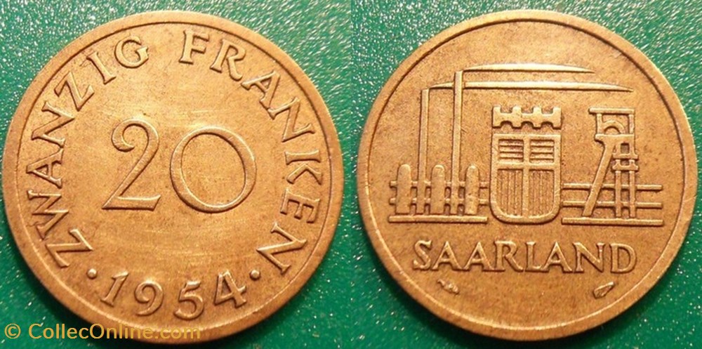 20 Franken 1954 monnaie monde 20 franken 1954