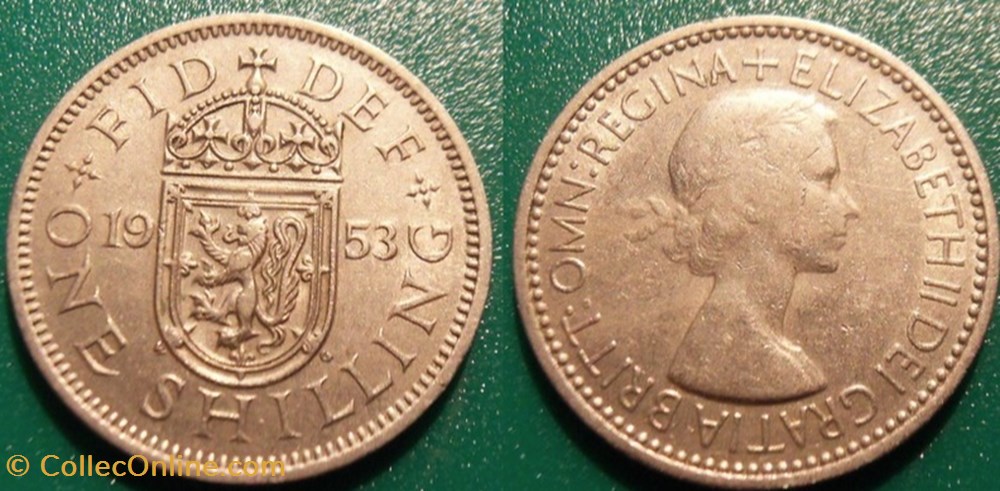 monnaie monde royaume uni 1 shilling 1953 blason de ecosse