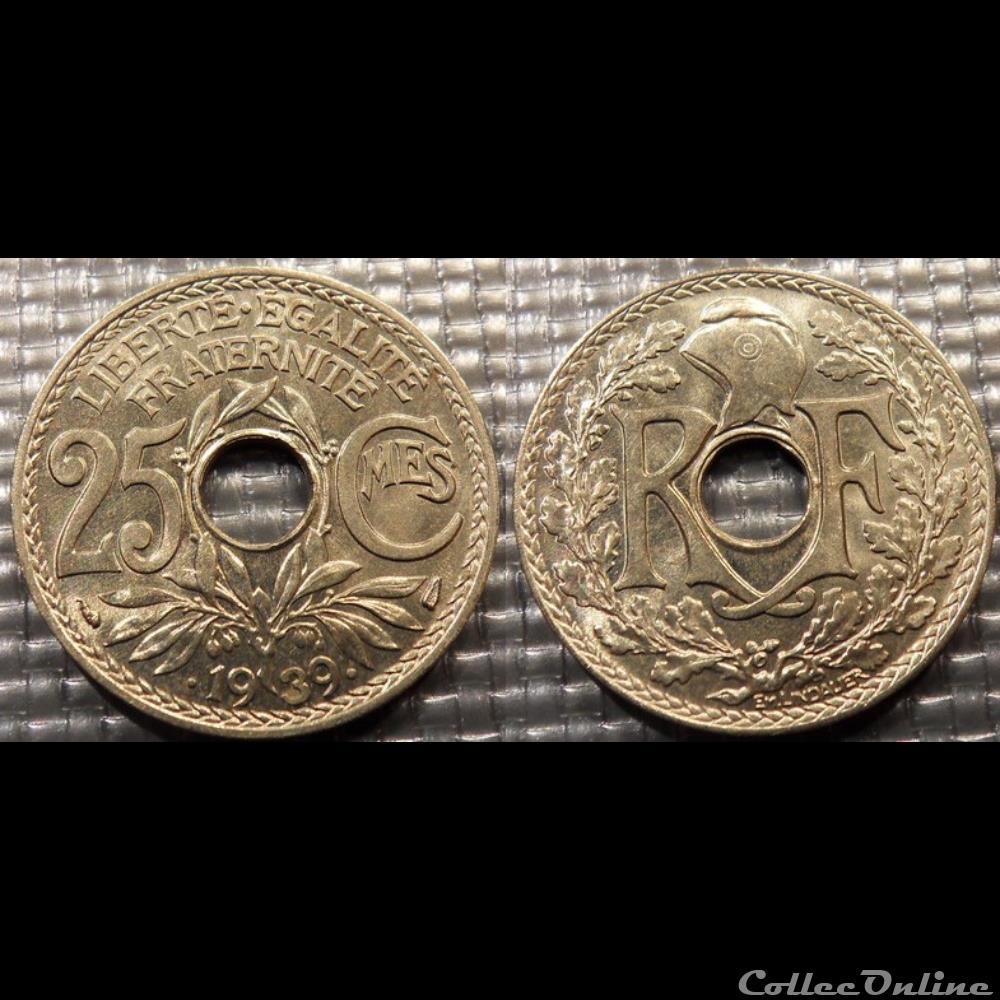 monnaie france moderne fe 25 centimes em lindauer 1939 24mm 4g