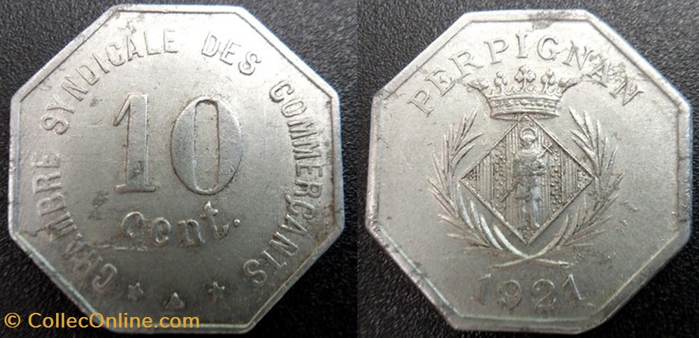 p- MN Perpignan 10 C. Al 1921 Elie:10.13 monnaies paranumismatique jetons poids p mn perpignan 10 c al 1921 elie 10 13