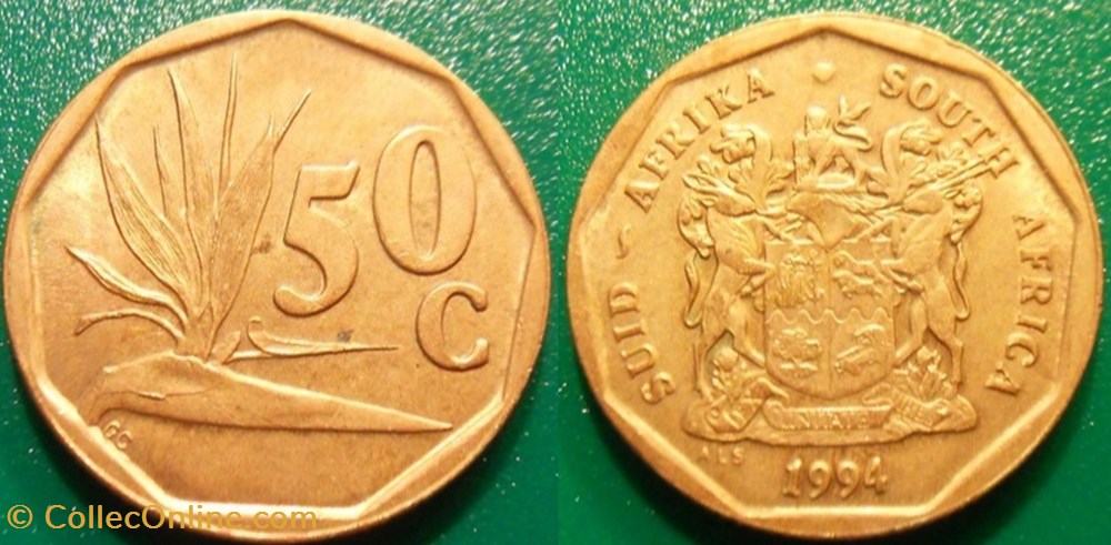 monnaie monde afrique du sud 50 cents 1994