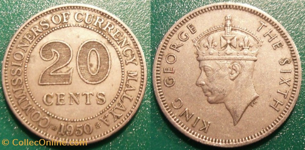 20 Cents 1950 Malaya monnaies monde malaisie 20 cents 1950 malaya