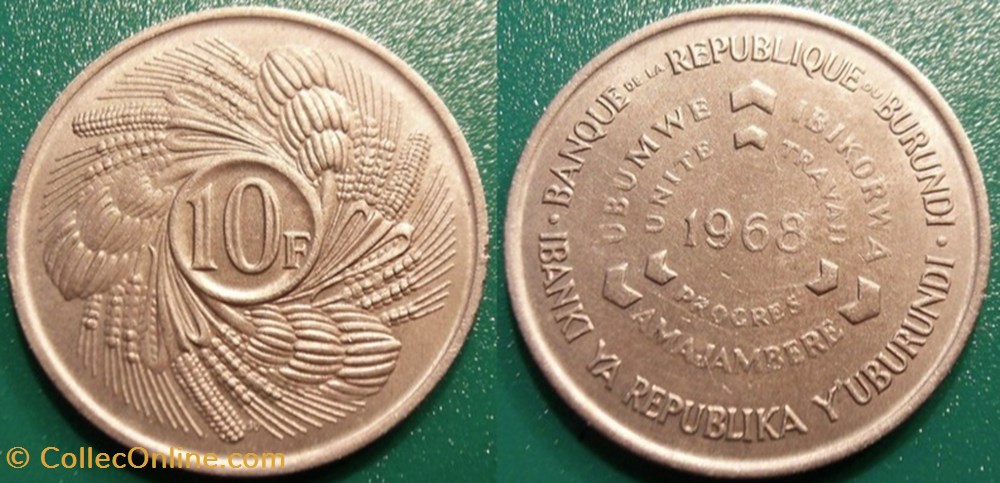 10 Francs 1968 monnaie monde burundi 10 francs 1968