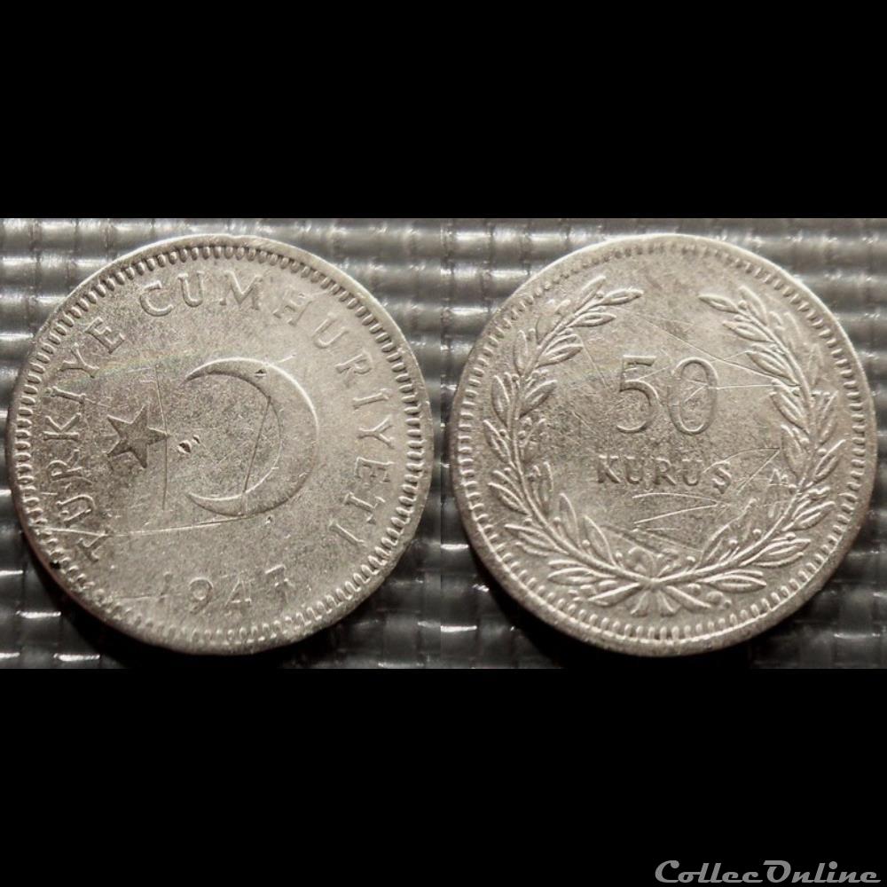 monnaie antique romaine turquie 50 kurus 1947