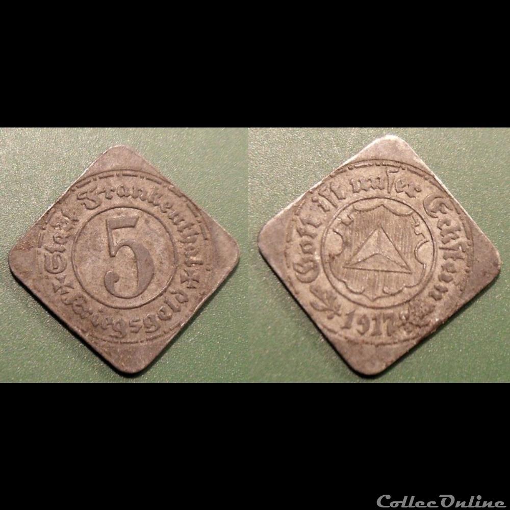 q- MN etr Germany Fankenthal 5 Pfennig 1917 monnaie jeton mereaux q mn etr germany fankenthal 5 pfennig 1917