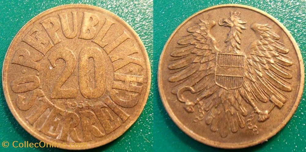 20 Groschen 1954 monnaie monde autriche 20 groschen 1954