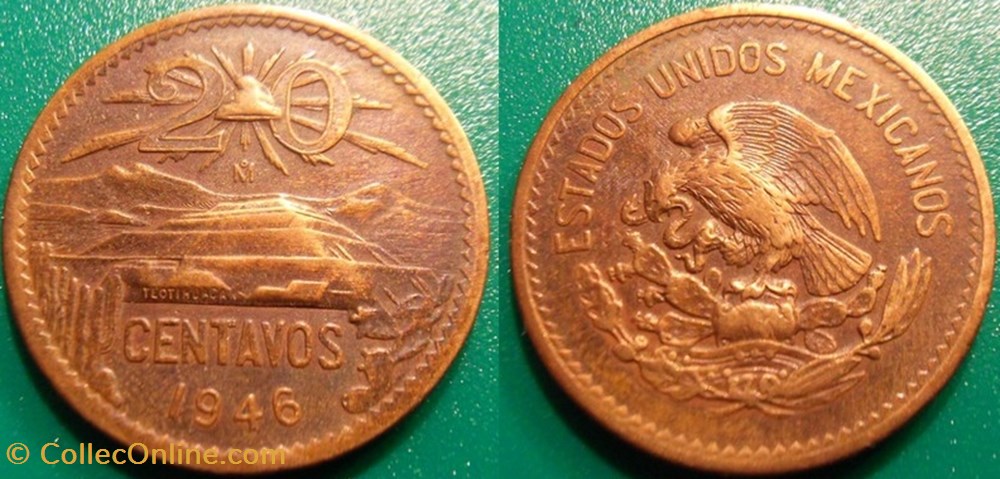 20 Centavos 1946 monnaie monde mexique 20 centavos 1946