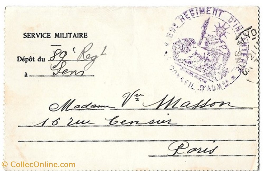 documents anciens affiches service militaire 89eme regiment infanterie sens