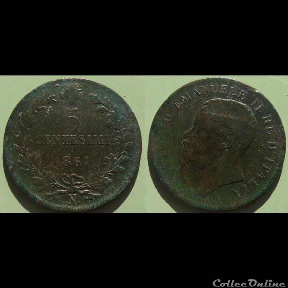 Italie 5 Centesemi 1861 M monnaie monde italie 5 centesemi 1861 m