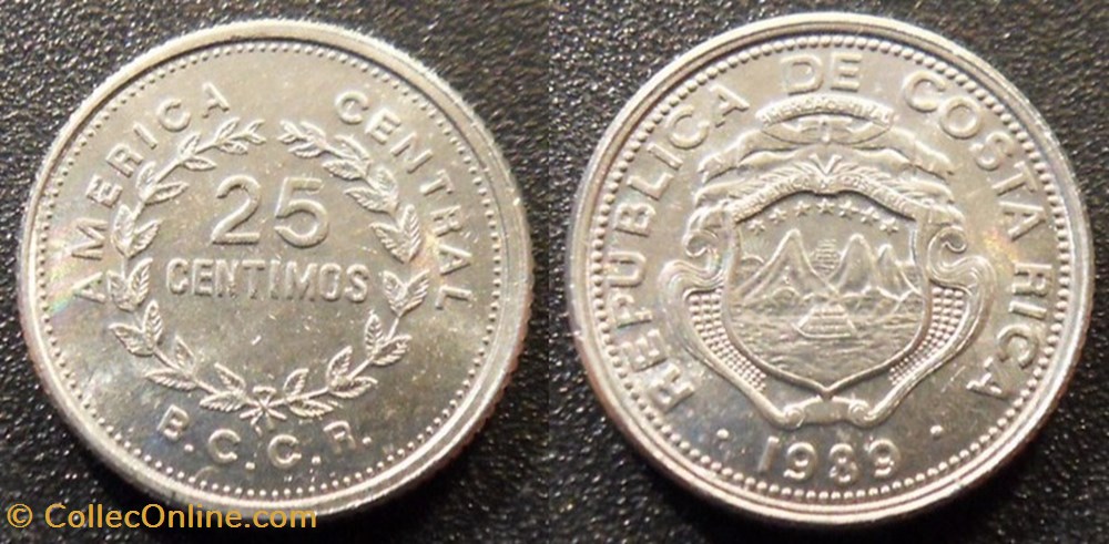 25 Centimos 196789 monnaies monde costa rica 25 centimos 196789
