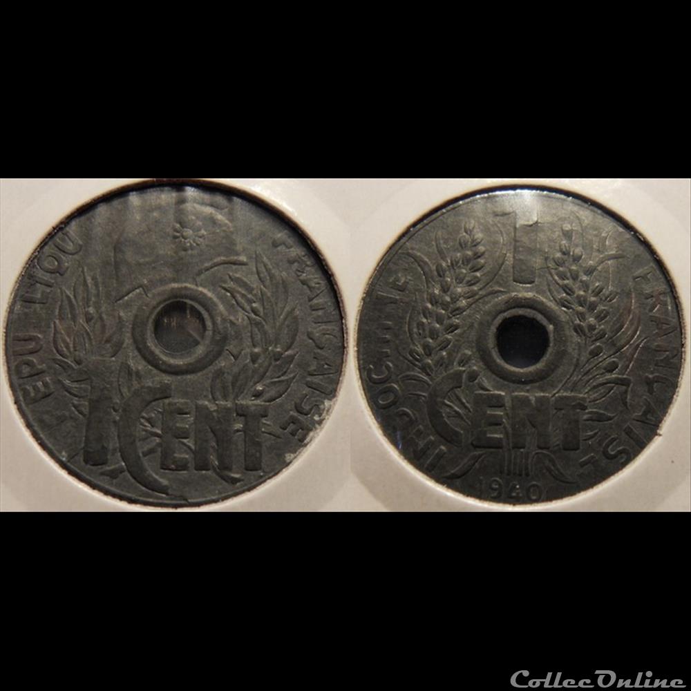 Indochine 1 cent lotus 1940 monnaie france a colony indochine 1 cent lotus 1940