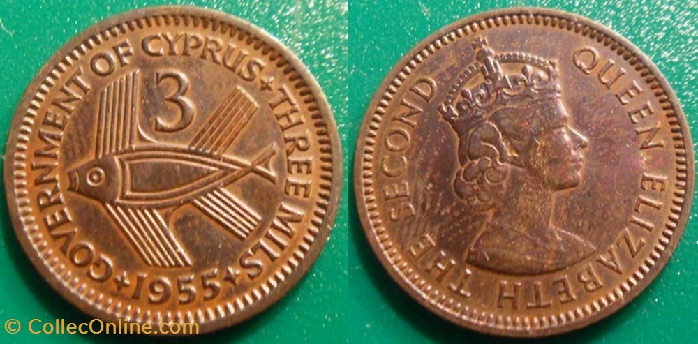 3 Mils 1955 monnaie monde chypre 3 mils 1955