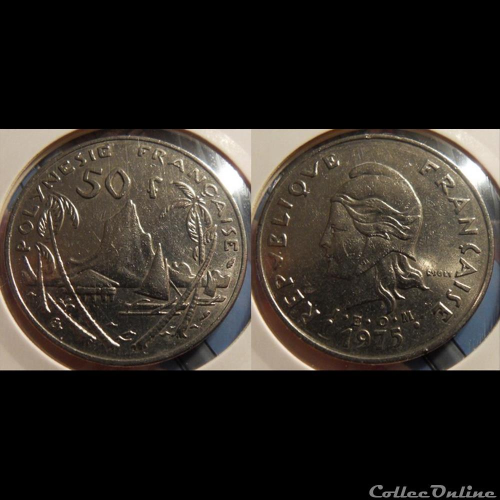Polynésie Française 50 Francs I•E•O•M• 1975 dauphin monnaie france colony polynesie francaise 50 francs i e o m 1975 dauphin