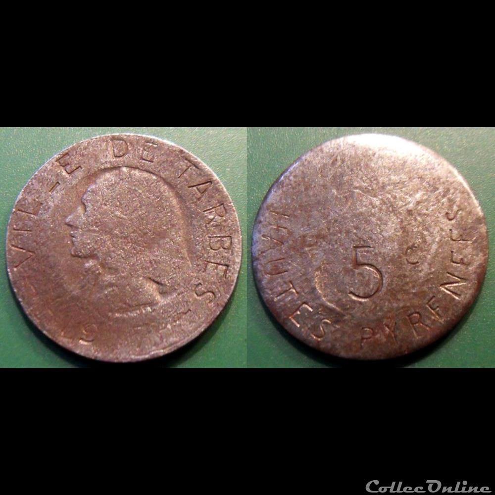 p- MN Tarbes 5 C. 1917 Fe Elie:10.1 monnaies paranumismatique jetons poids p mn tarbes 5 c 1917 fe elie 10 1