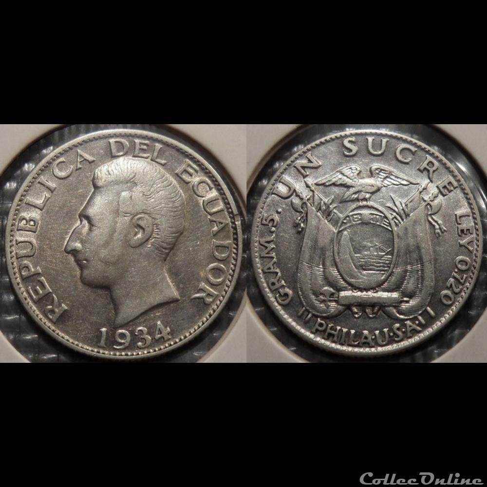 monnaie france colony equateur 1 sucre 1934