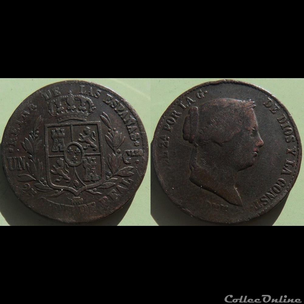 Espagne 25 centimos 1855 monnaies monde espagne 25 centimos 1855