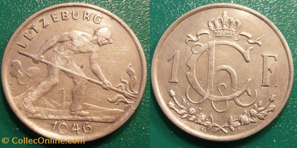 1 Franc 1946 monnaie monde luxembourg 1 franc 1946