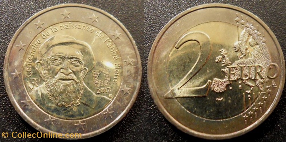2 Euros 2012 Abbé Pierre monnaies monde france 2 euros 2012 abbe pierre