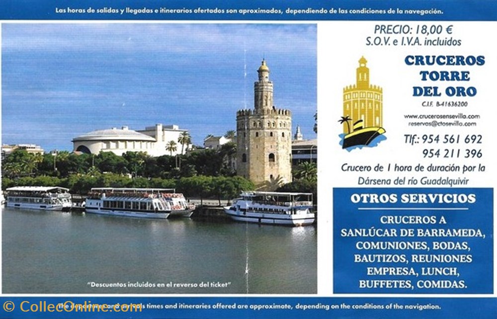 Espagne Séville Crucero por la dársena del rio Quadalquivir documents anciens tickets entree espagne seville crucero por la darsena del rio quadalquivir