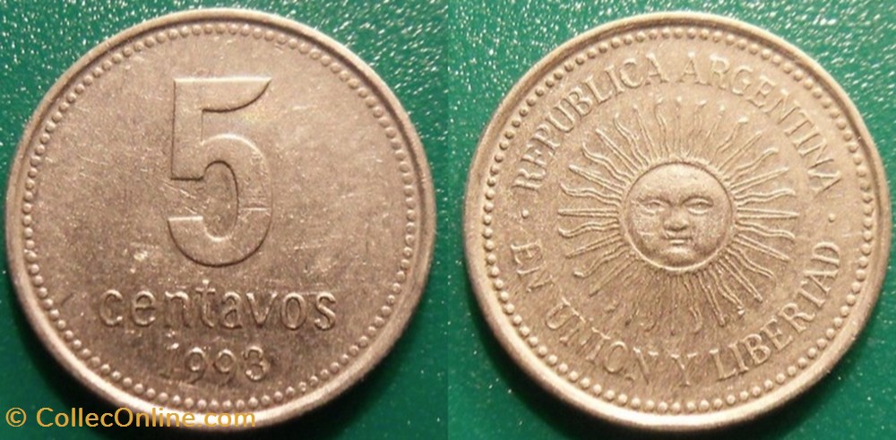 5 Centavos 1993 monnaie monde argentine 5 centavos 1993
