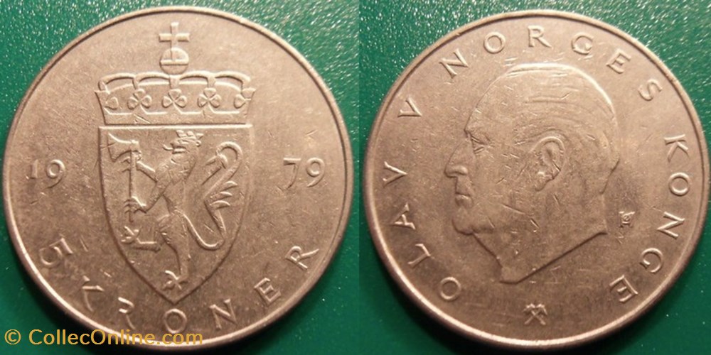 5 Kroner 1979 monnaie monde norvege 5 kroner 1979