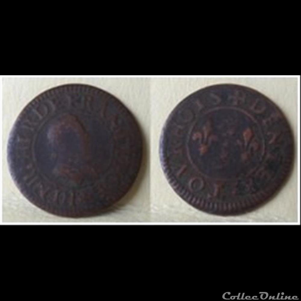 monnaie france royale e1 henri iii denier tournois non date paris
