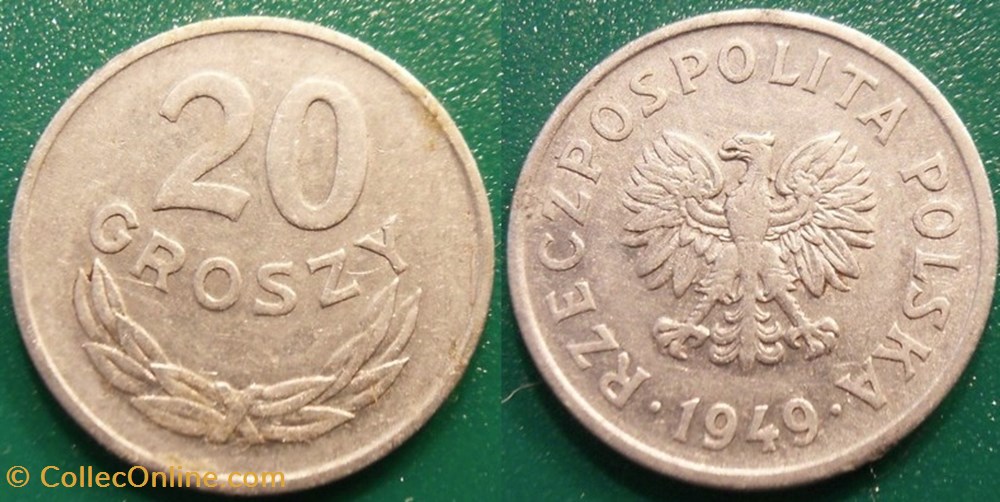 20 Groszy 1949 monnaie monde pologne 20 groszy 1949