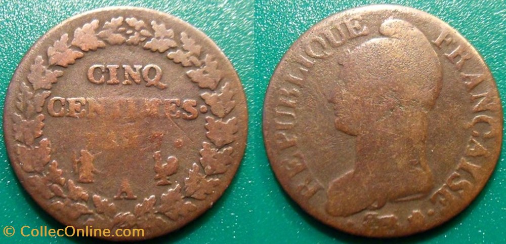 C Directoire/Consulat cinq Centimes Dupré An 7 A monnaies france modernes c directoire consulat cinq centimes dupre an 7 a
