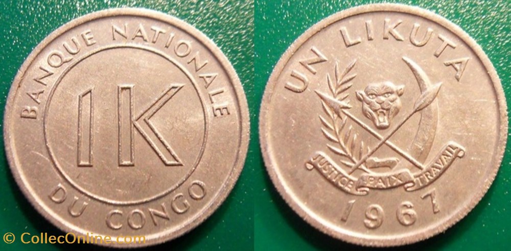 1 Likuta 1967 monnaie monde congo 1 likuta 1967