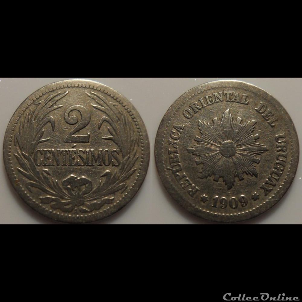 Uruguay 2 Centésimos 1909 monnaie monde moderne uruguay 2 centesimos 1909