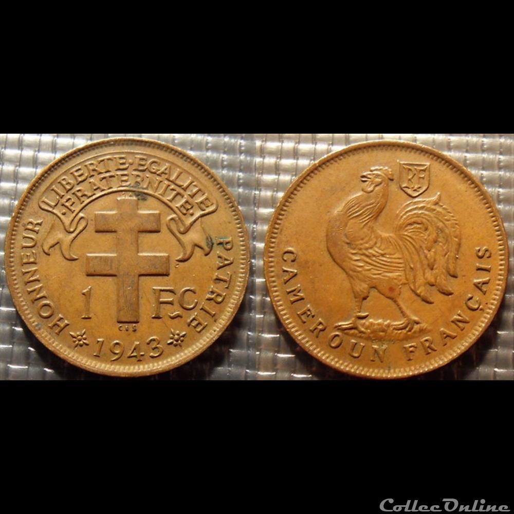 monnaie france colony cameroun territoires sous mandat francais 1 franc 1943 pretoria