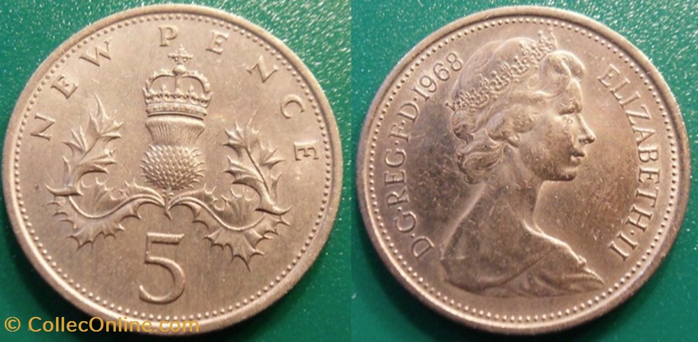 5 New Pence 1968 monnaie monde royaume uni 5 new pence 1968