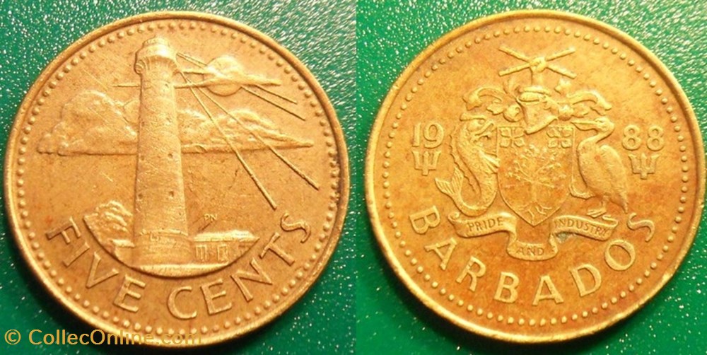 monnaie monde barbade 5 cents 1988