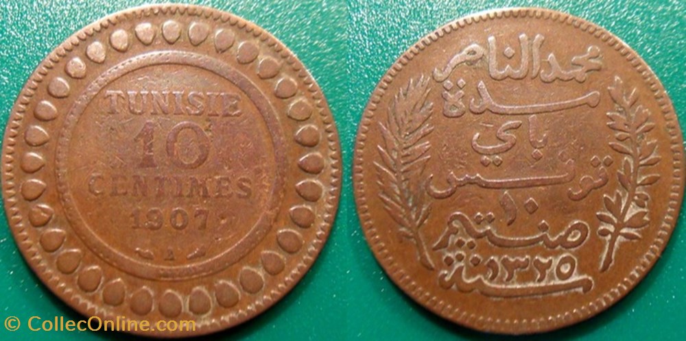 Tunisie 10 Centimes 1907A monnaie france colony tunisie 10 centimes 1907a