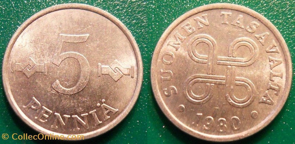5 Penniä 1980 monnaie monde finlande 5 pennia 1980