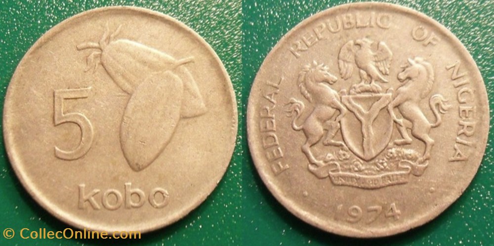 5 Kobo 1974 monnaie monde nigerium 5 kobo 1974