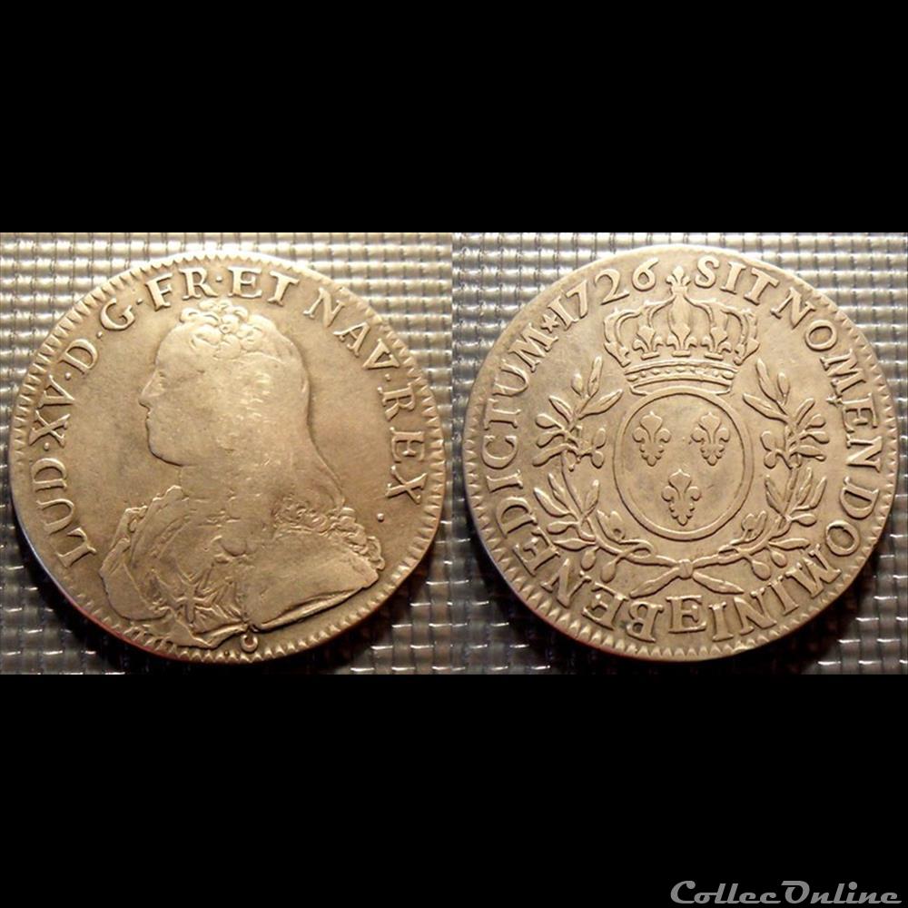 monnaies france royales i11 louis xv ecu dit aux branches olivier 1726 tours