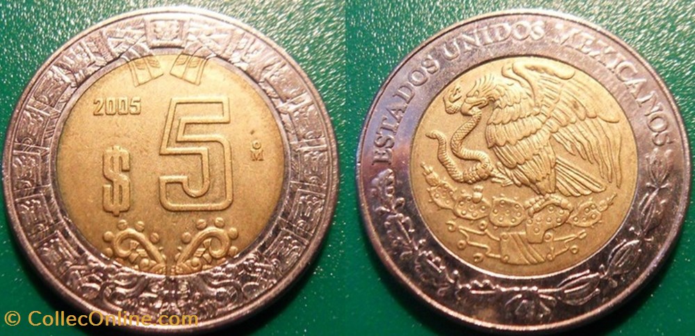 5 Pesos 2005 monnaie monde mexique 5 pesos 2005