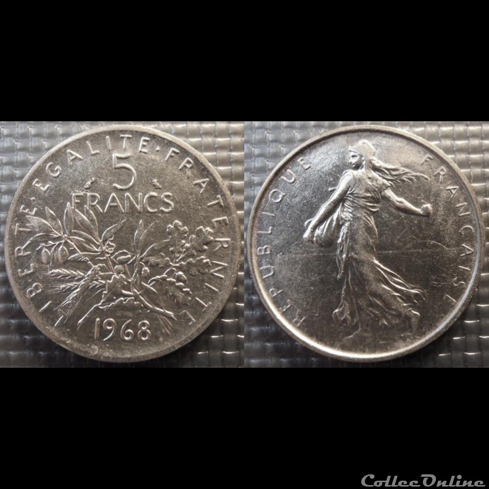 Kf 5 francs Semeuse 1968 29mm 12g monnaie france moderne kf 5 francs semeuse 1968 29mm 12g