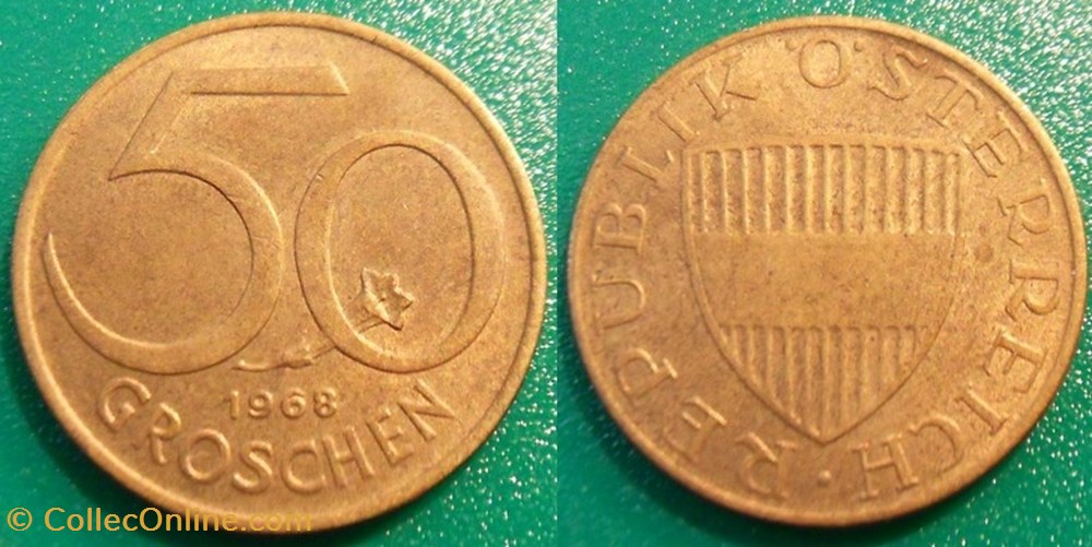 50 Groschen 1968 monnaie monde autriche 50 groschen 1968
