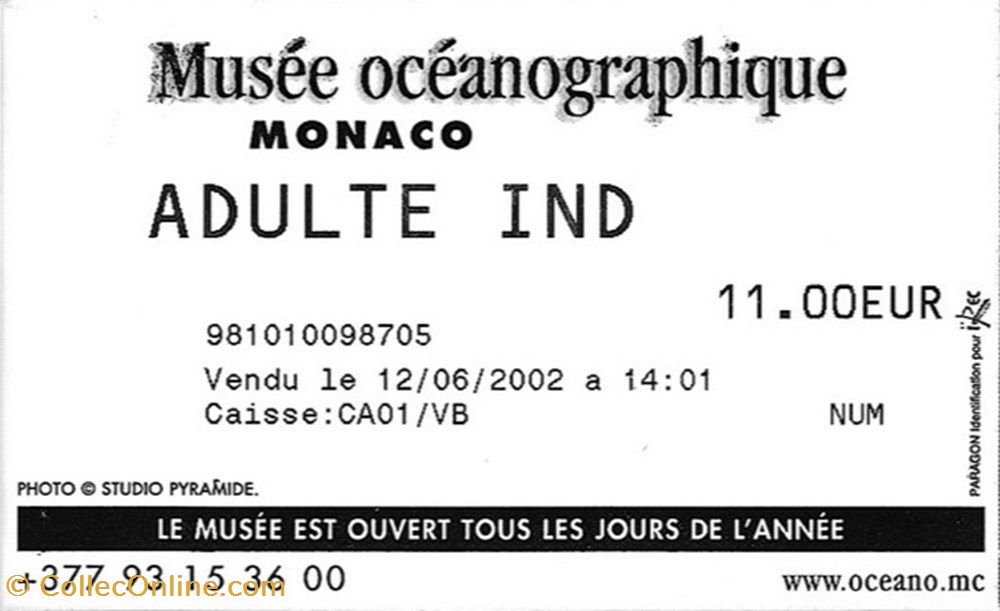 Monaco Musée Océanographique documents anciens tickets d entree monaco musee oceanographique