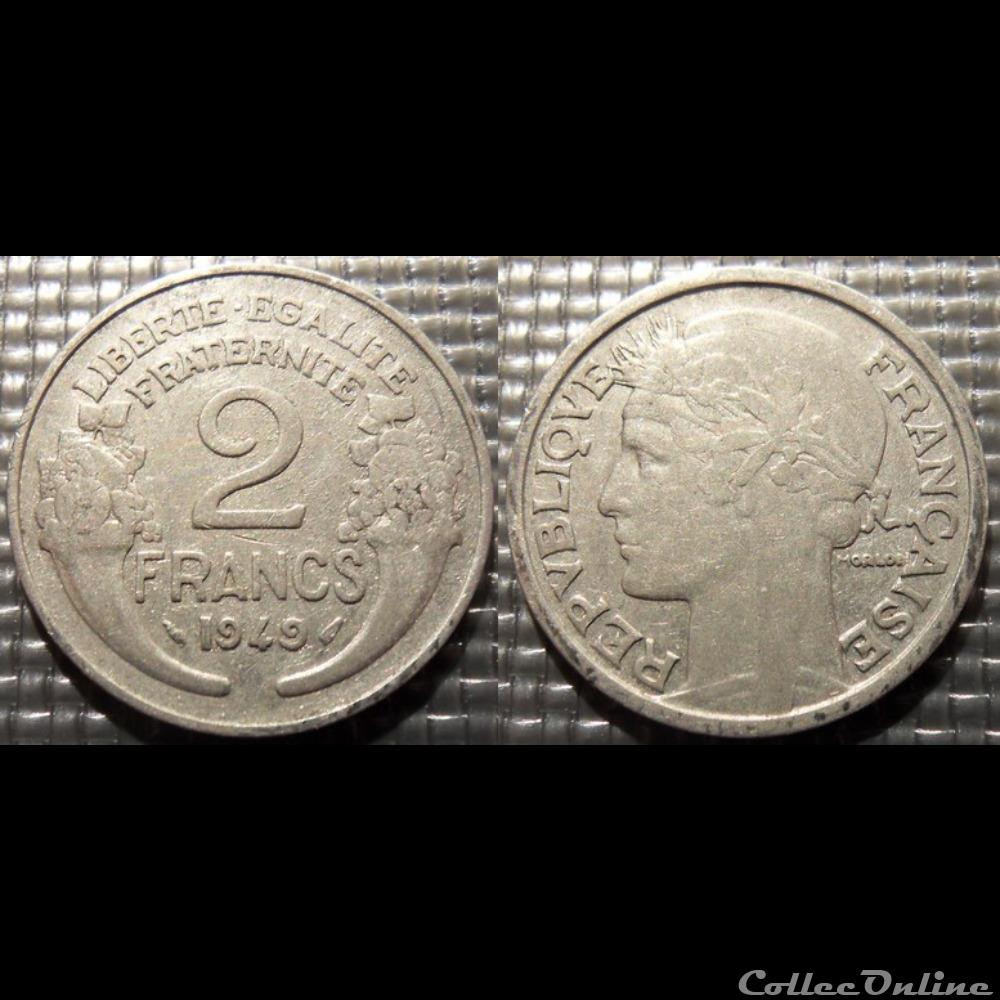 Jf 2 francs Morlon 1949 27mm 2.2g monnaie france moderne jf 2 francs morlon 1949 27mm 2 2g