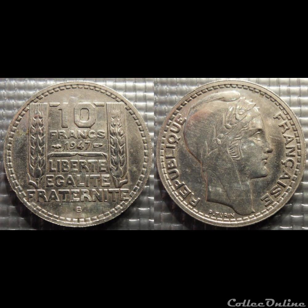 Lc 10 francs Turin grosse tête rameaux courts 1947 B 26mm 7g monnaie france moderne lc 10 francs turin grosse tete rameaux courts 1947 b 26mm 7g