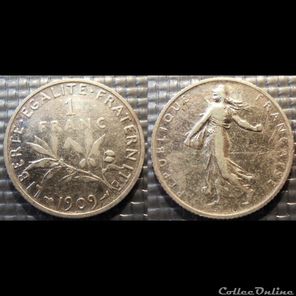 Ha 1 franc Semeuse 1909 23mm 5g monnaie france moderne ha 1 franc semeuse 1909 23mm 5g